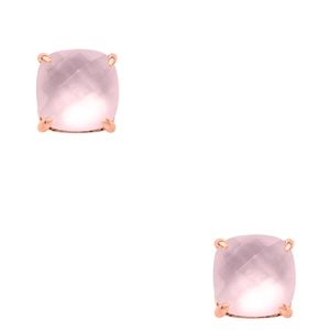 kate spade small square studs rose quarts pink